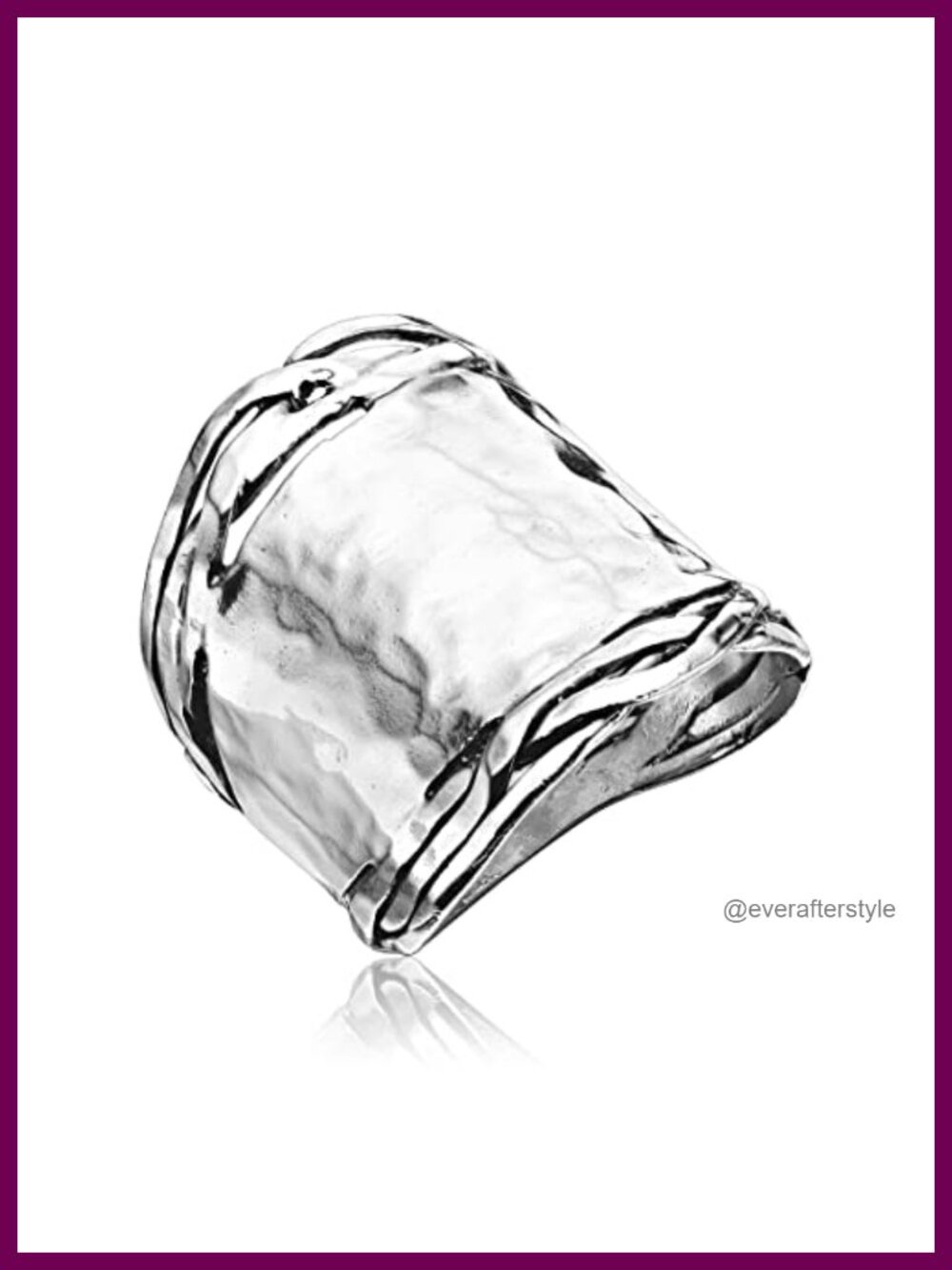 925 Sterling Silver Wide Band Ring Hammered Vintage Statement